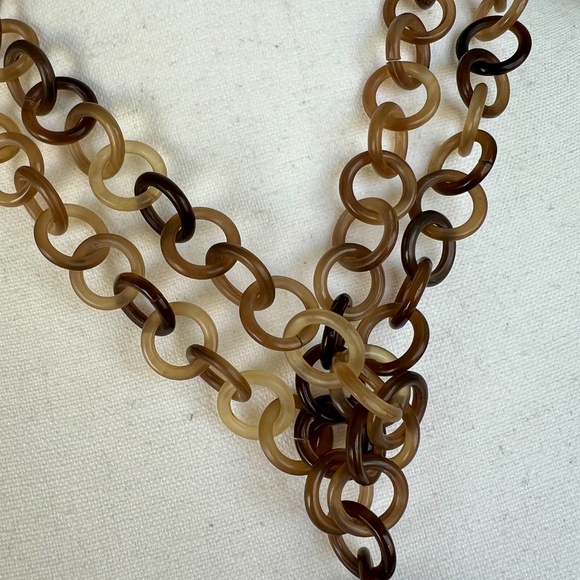 Buffalo Horn Link Necklace with Brass Elephant Pendant 40” Extra Long - Picture 6 of 8